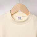 Kid Girl 3D Bowknot Design Mock Neck Solid Color Cotton Long-sleeve Tee BlanchedAlmond image 5