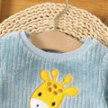 2pcs Baby Boy Giraffe Embroidered Blue Fleece Long-sleeve Sweatshirt and Sweatpants Set Blue image 3