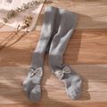 Baby / Toddler Solid Bow Decor Fleece Lined Pantyhose Tights Grey