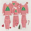 Christmas Family Matching Xmas Tree & Letter Print Red Striped Long-sleeve Pajamas Sets (Flame Resistant) REDWHITE image 1