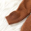 Kid Girl Solid Color Turtleneck Belted Longline Thick Knit Sweater Brown image 5