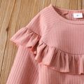 2pcs Toddler Girl Sweet Ruffled Pink Sweatshirt and Elasticized Pants Set Pink image 3