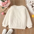Kid Boy Solid Color Textured Fleece Pullover Sweatshirt Beige image 5