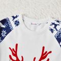 Christmas Family Matching Deer & Letter Graphic Allover Print Raglan-sleeve Thickened Polar Fleece Pajamas Sets (Flame Resistant) DeepSapphireBlue