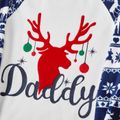 Christmas Family Matching Deer & Letter Graphic Allover Print Raglan-sleeve Thickened Polar Fleece Pajamas Sets (Flame Resistant) DeepSapphireBlue