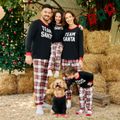 Christmas Family Matching Letter Print Black Long-sleeve Plaid Pajamas Sets (Flame Resistant) Black image 5