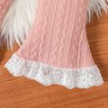 2pcs Baby Girl Pink Knitted Lace Bell Sleeve Top and Flared Pants Set Pink image 5