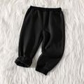 Toddler Boy Basic Solid Color Fleece Lined Elasticized Pants Black image 1