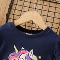Toddler Girl Unicorn Print Mesh Design Long-sleeve Sweatshirt Dress royalblue image 4