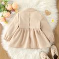 Toddler Girl Lapel Collar Button Design Blend Coat lighttan image 5