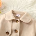 Toddler Girl Lapel Collar Button Design Blend Coat lighttan image 2