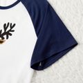 Christmas Family Matching Short-sleeve Deer Graphic Allover Print Pajamas Sets (Flame Resistant) blueblack image 5
