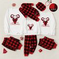 Christmas Family Matching Deer & Letter Embroidered Thickened Polar Fleece Long-sleeve Red Plaid Pajamas Sets (Flame Resistant) redblack image 1