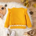 Baby Girl Polka Dots Faux-two Ribbed Ruffle Trim Long-sleeve Pullover yellowwhite image 3