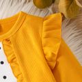 Baby Girl Polka Dots Faux-two Ribbed Ruffle Trim Long-sleeve Pullover yellowwhite image 5
