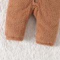 Baby Boy Plaid Long-sleeve Spliced Thermal Fuzzy Hooded Jumpsuit Apricot image 5