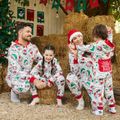 Christmas Family Matching Allover Santa Claus Print Long-sleeve Hooded Zipper Onesies Pajamas (Flame Resistant) ColorBlock image 3