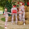 Mosaic DON'T MOOSE WITH ME Family Matching Christmas Pajamas Onesies+Hat（Flame resistant） Red image 4