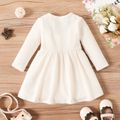 Baby Girl Button Front Solid Rib Knit Long-sleeve Dress Creamcolored image 2