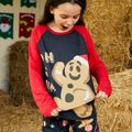 Christmas Family Matching Gingerbread Man & Letter Print Raglan-sleeve Pajamas Sets (Flame Resistant) Black image 4