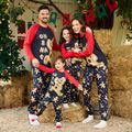 Christmas Family Matching Gingerbread Man & Letter Print Raglan-sleeve Pajamas Sets (Flame Resistant) Black image 2