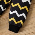 New Year 3pcs Baby Boy 95% Cotton Long-sleeve Bow Tie Decor Graphic Romper and Chevron Striped Pants with Hat Set BlackandWhite image 4