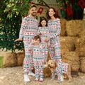 Allover Christmas Print Long-sleeve Family Matching Pajamas Set(Flame Resistant) Multi-color image 4