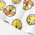 Looney Tunes 2pcs Baby Girl Allover Cartoon Duck Print Tank Dress and Long-sleeve Ribbed Cardigan Set Yellow image 5