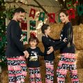 Christmas Family Matching Deer & Letter Print Black Long-sleeve Pajamas Sets (Flame Resistant) Black image 4