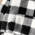 2pcs Toddler Boy Plaid Fleece Hoodie Sweatshirt and Pants Set BlackandWhite image 2