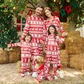 Christmas Family Matching Allover Red Print Long-sleeve Hooded Zipper Onesies Pajamas Sets (Flame Resistant) Red-2 image 3