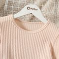 Kid Girl Basic Solid Color Textured Knit Sweater Almond Beige image 3