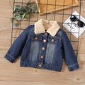 Baby Boy/Girl Fleece Collar Long-sleeve Denim Jacket Blue image 1