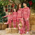 Traditional Christmas Print Family Matching Pajamas Sets（Flame resistant） Red image 3