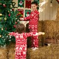 Christmas Family Matching Long-sleeve Allover Deer & Snowflake Print Red Thickened Polar Fleece Pajamas Sets (Flame Resistant) REDWHITE