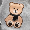 2pcs Toddler Boy Bear Embroidered Textured Sweatshirt and Elasticized Pants flowergrey image 3