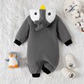 Baby Boy/Girl Thickened Polar Fleece Hooded Long-sleeve Penguin Jumpsuit Grey image 2