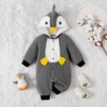 Baby Boy/Girl Thickened Polar Fleece Hooded Long-sleeve Penguin Jumpsuit Grey image 1