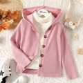 Kid Girl Sweet Button Design Pink Hooded Jacket Pink image 1