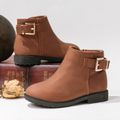 Toddler / Kid Buckle Side Zipper Boots Brown image 1