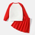 L.O.L. SURPRISE! 2pcs Kid Girl Colorblock Raglan Sleeve Sweatshirt and Red Cotton Skirt Set REDWHITE image 3