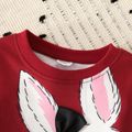Toddler Girl Cute Rabbit Print Polka dots Pullover Sweatshirt Burgundy image 5