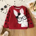 Toddler Girl Cute Rabbit Print Polka dots Pullover Sweatshirt Burgundy image 1