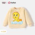 Looney Tunes Baby Boy/Girl Cartoon Graphic Long-sleeve Fuzzy Pullover Beige image 1