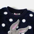Looney Tunes Baby Boy/Girl Animal Embroidered Polka Dots Fuzzy Long-sleeve Jumpsuit Royal Blue image 3