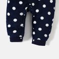 Looney Tunes Baby Boy/Girl Animal Embroidered Polka Dots Fuzzy Long-sleeve Jumpsuit Royal Blue image 5