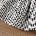 Baby Girl Ribbed Ruffle Long-sleeve Spliced Gingham Bow Front Layered Dress BlackandWhite image 5