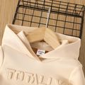 Toddler Boy Solid Color Letter Textured Hoodie Sweatshirt Apricot image 5