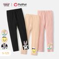 Looney Tunes Kid Girl Character Embroidered Ribbed Elasticized Leggings Pink image 2