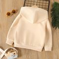 Toddler Boy Solid Color Letter Textured Hoodie Sweatshirt Apricot image 3